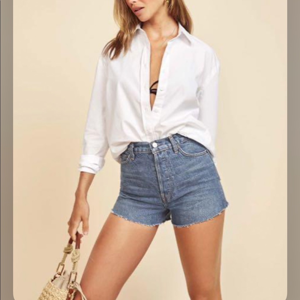 Reformation Charlie High Rise Jean Shorts Iskar